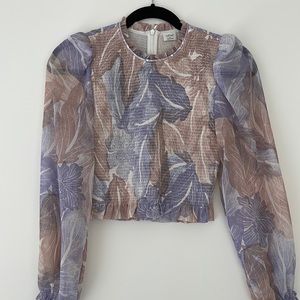 ARITZIA WILFRED LAVENDER RUCHED LONG SLEEVE TOP